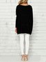 Casual Long Sleeve Crew Neck Solid Plus Size Knitted Sweater